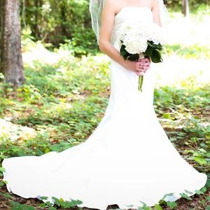 Strapless Trumpet Wedding Dress with Ribbon Waist
